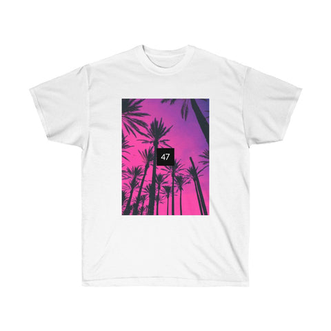 Palm Trees of Southern California Tee, White & Purple