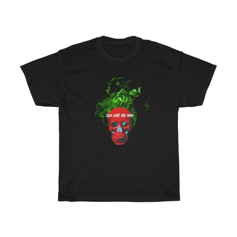 Live Fast Die Now Red Skull T-shirt