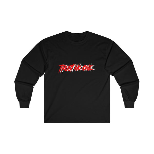 Trust No One White Outline Long Sleeve Tee